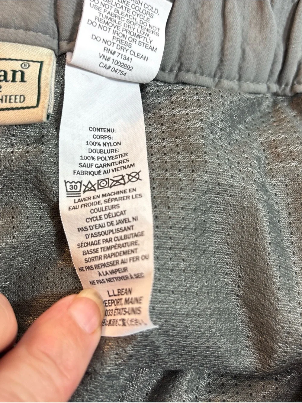 L.L. Bean lightweight gray